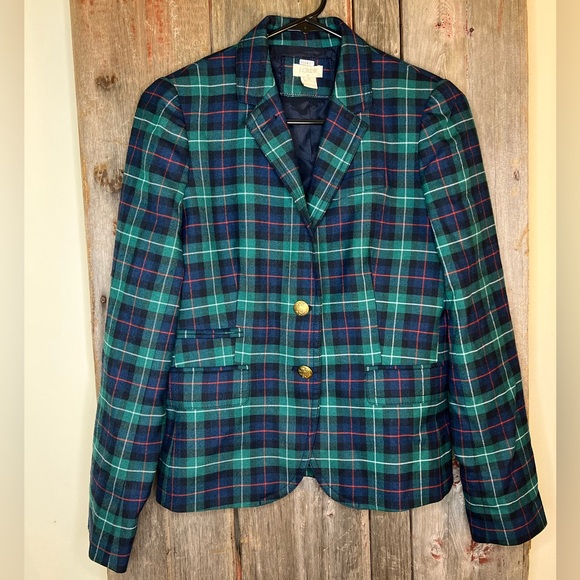 J. Crew Factory Jackets & Blazers - J. Crew Tartan Plaid School Boy Style Wool Blend Blazer with Gold Button…